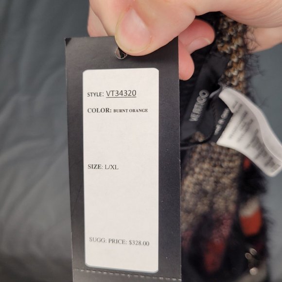 VERTIGO PARIS‎ CAPE PONCHO Burnt Orange Fringe SIZE L/XL NWT Women's - Picture 2 of 9